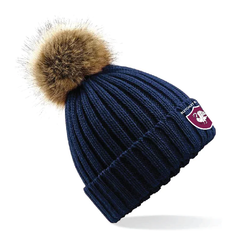 Personalized Hats For Festivals-Bletchley RUFC Chunky Beanie - Navy