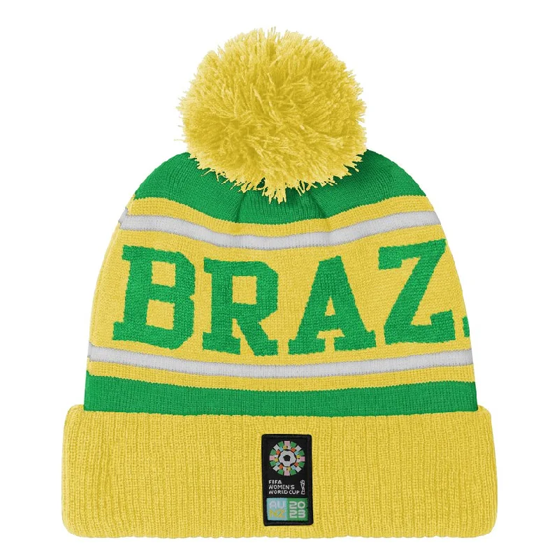 Custom Hats For Team Matching-Brazil Cuffed Pom Beanie (7KIMO7A48-BRA)