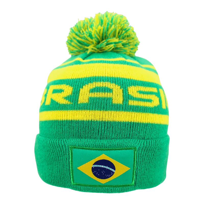 Custom Hats For Everyday Use-Brazil Women's World Cup Stripe Beanie (9GS105Z103)