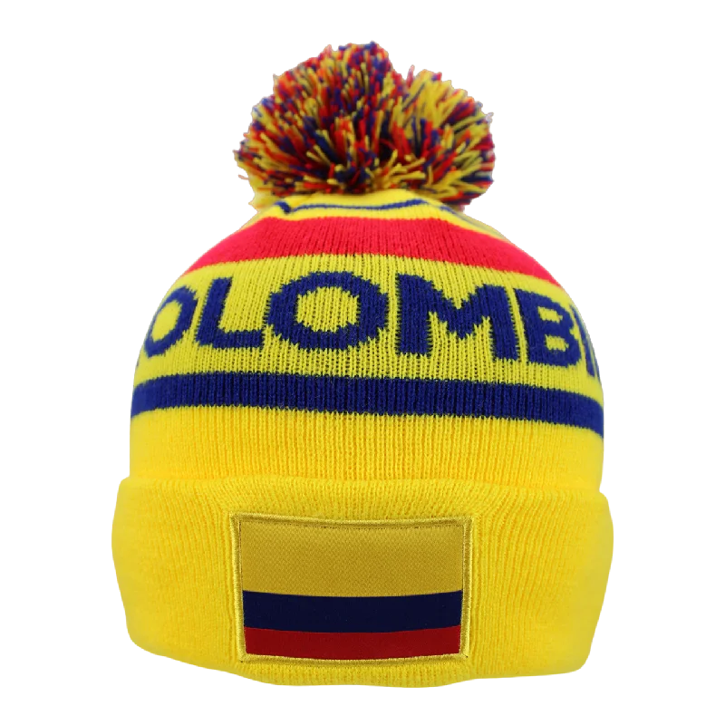 Custom Hats For Birthday Parties-Colombia Women's World Cup Stripe Beanie (9GS105Z106)