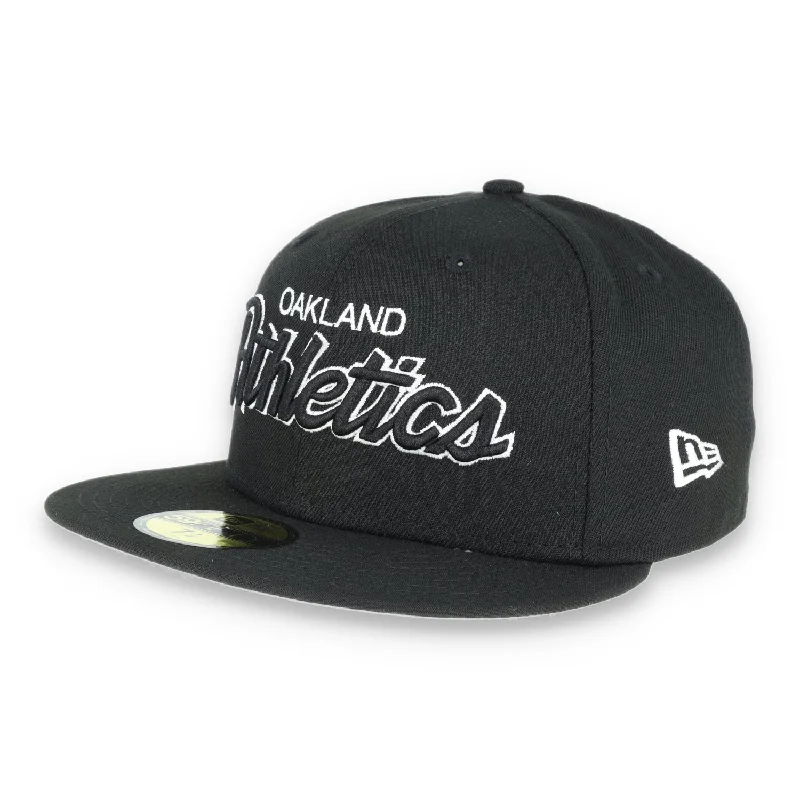 Personalized Wool Hats-New Era 59Fifty Oakland Athletics SCRIPT CAP- BLK/WHT