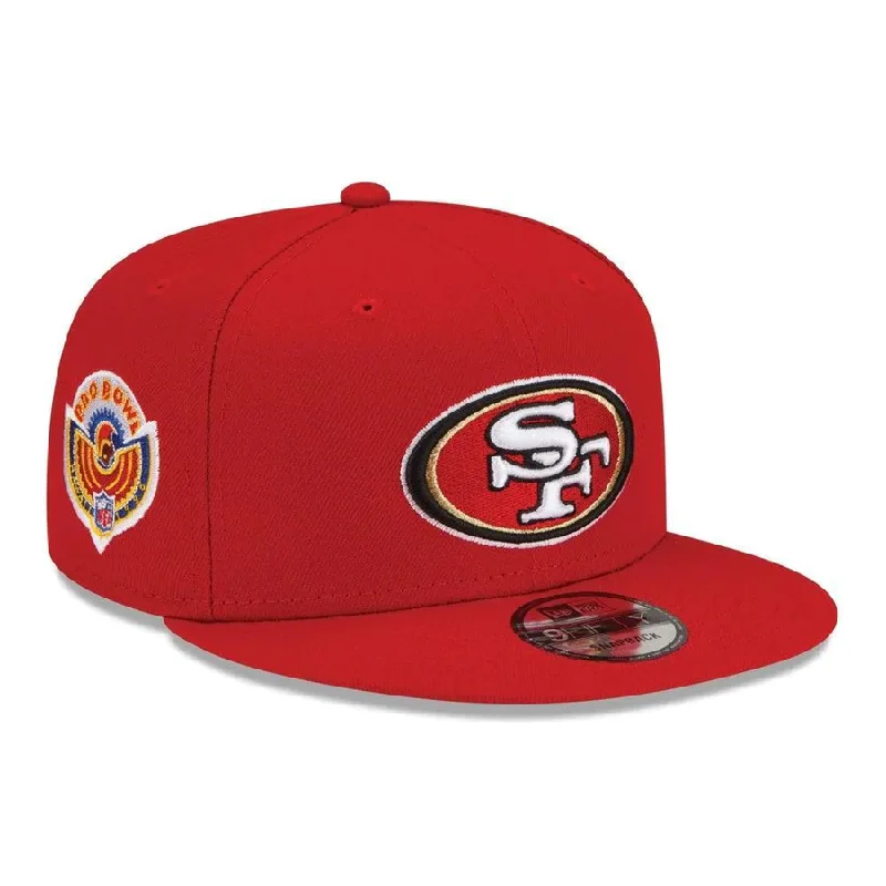 Custom Hats For Hiking-NEW ERA SAN FRANCISCO 49ERS 1996 PRO BOWL SIDE PATCH 9FIFTY SNAPBACK HAT - SCARLET