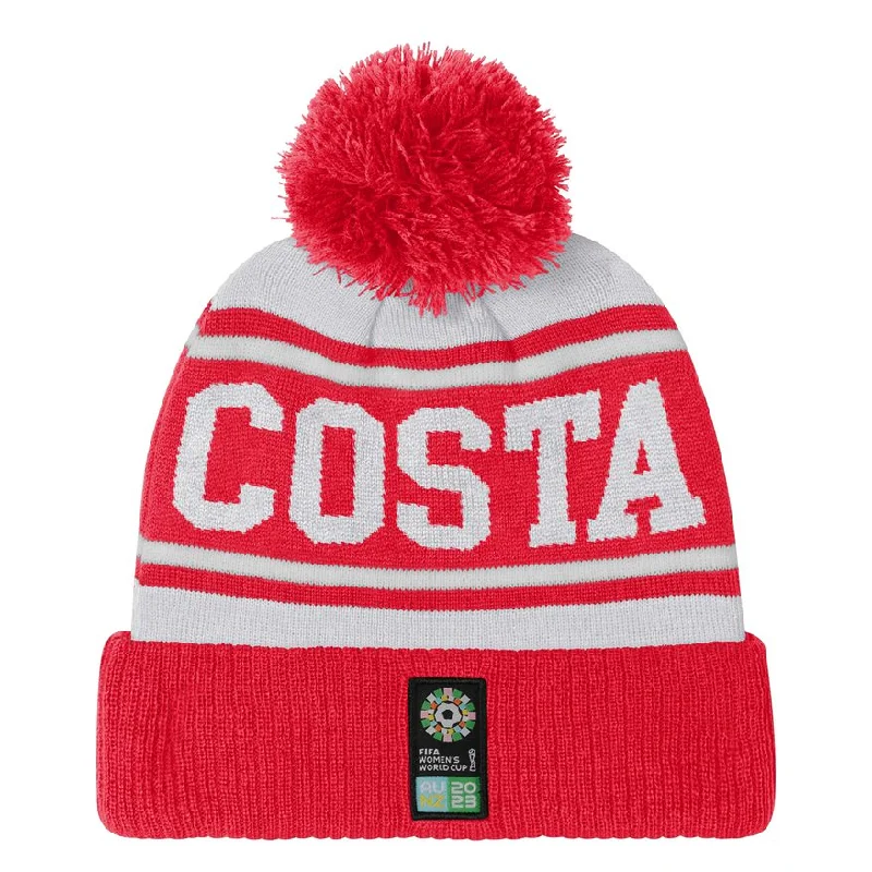 Custom Beanies For Snow-Costa Rica Cuffed Pom Beanie (7KIMO7A48-CRA)