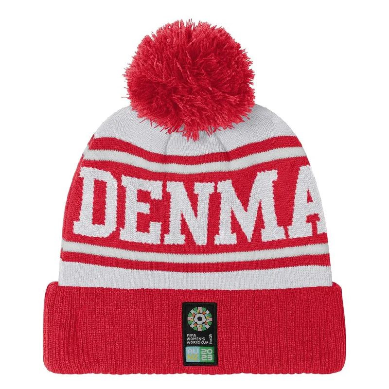 Personalized Hats For Group Sports-Denmark Cuffed Pom Beanie (7KIMO7A48-DEN)