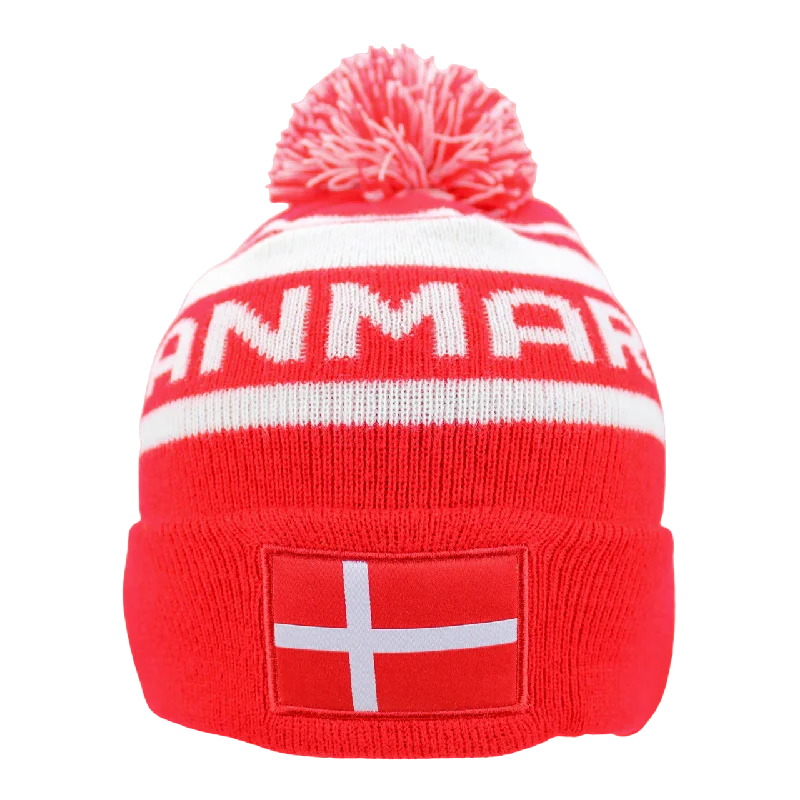 Personalized Hats For Skiing Trips-Denmark Women's World Cup Stripe Beanie (9GS105Z108)