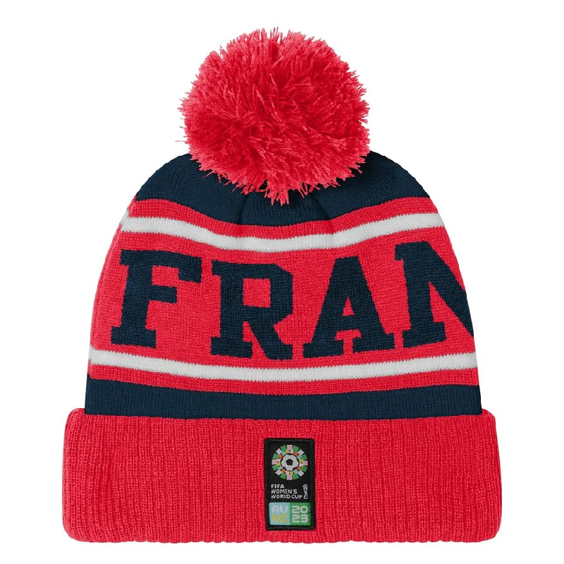 Personalized Hats For Winter Weather-France Cuffed Pom Beanie (7KIMO7A48-FRA)