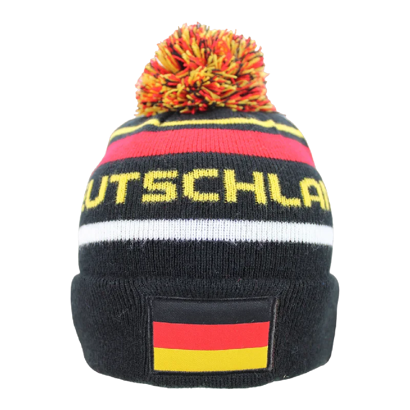 Custom Hats For Skiing-Germany Women's World Cup Stripe Beanie (9GS105Z111)