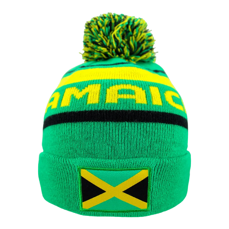 Personalized Hats For Outdoor Sports-Jamaica Women's World Cup Stripe Beanie (9GS105Z113)