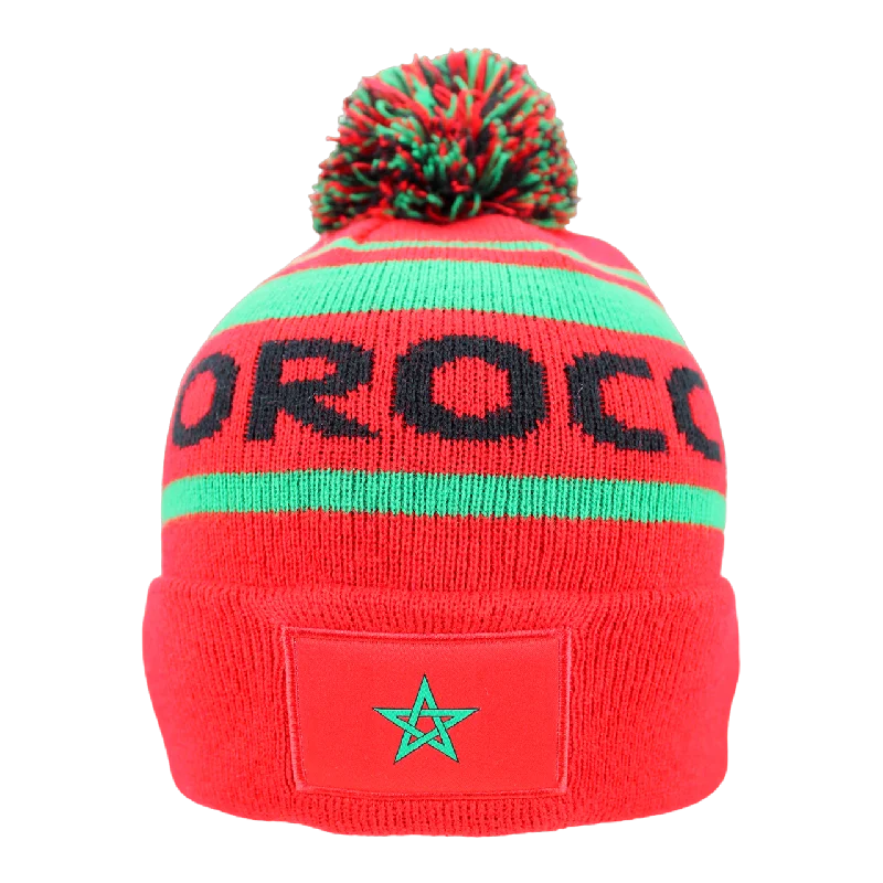 Personalized Hats For Special Gifts-Morocco Women's World Cup Stripe Beanie (9GS105Z116)