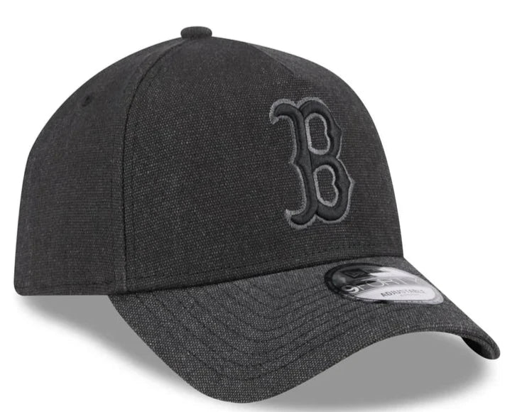 Personalized Hats For Group Photos-New Era Boston Red Sox Logo Essentials A Frame 9FORTY Adjustable Hat-Charcoal Black