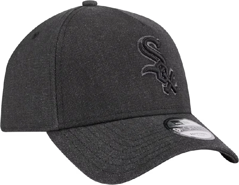 Personalized Adjustable Hats-New Era Chicago White Sox Logo Essentials A Frame 9FORTY Adjustable Hat-Charcoal Black