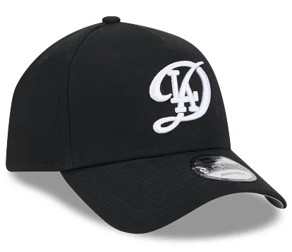 Personalized Vintage Hats-New Era Los Angeles Dodgers A-Frame 9FORTY Adjustable Hat-Black