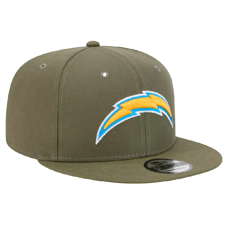 Personalized Hats For Group Orders-New Era Men's Los Angeles Chargers 9FIFTY Snapback Hat-Olive Green