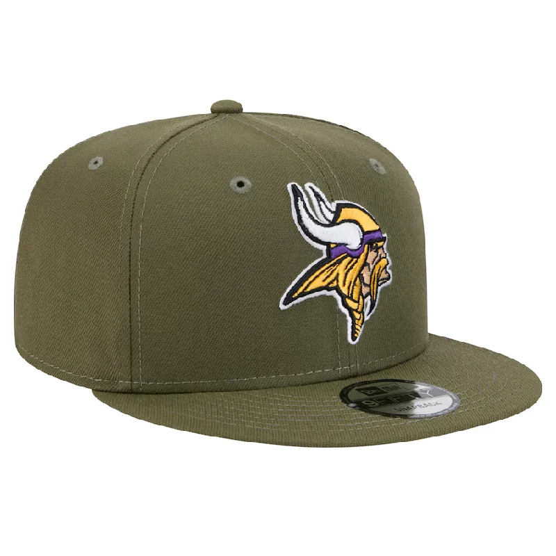 Custom Hats For Travel-New Era Men's Minnesota Viking 9FIFTY Snapback Hat-Olive Green