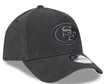 Personalized Hats For Special Events-New Era San Francisco 49ers Logo Essentials A Frame 9FORTY Adjustable Hat-Charcoal Black