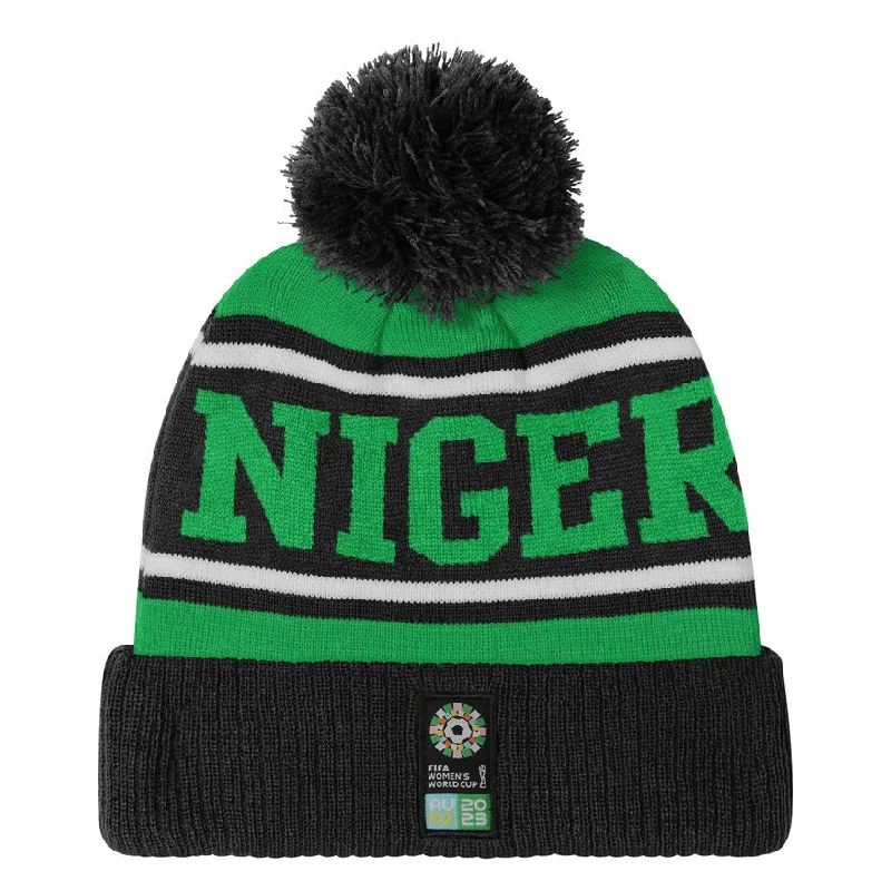 Custom Sports Hats For Fans-Nigeria Cuffed Pom Beanie (7KIMO7A48-NIG)