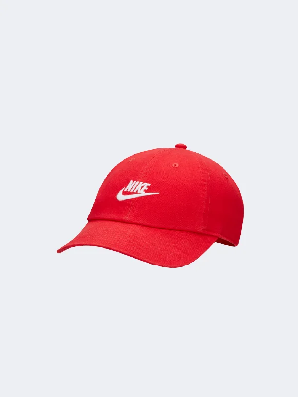 Personalized Sports Hats For Teams-Nike Club Unisex Lifestyle Cap Red/White