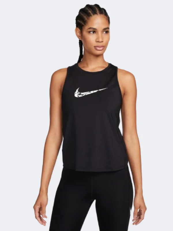 Custom Tank Tops For Exercise-Nike One Swoosh Hbr Women Running Tank Black/White