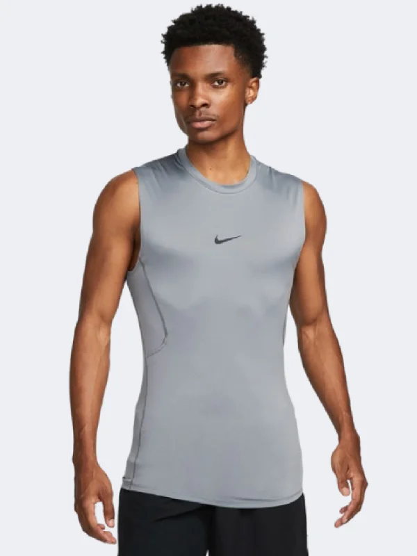 Custom Tank Tops For Festivals-Nike Pro Men Training Tank Smoke Grey/Black