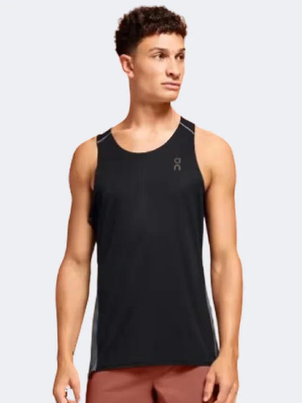 Personalized Tank Tops For Fitness Classes-On Performance Men Running Tank Black/Eclipse