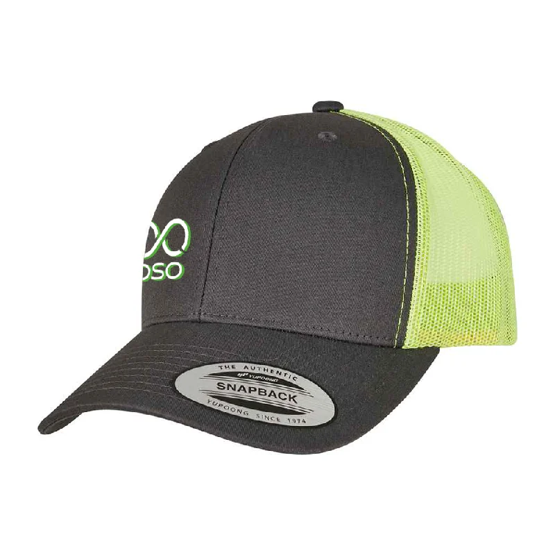 Custom Sports Caps For Teams-OSO Contrast Trucker Cap - Char./neon green