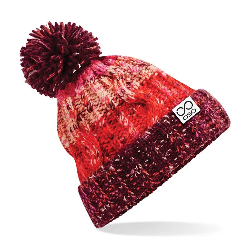 Personalized Hats For Sports Activities-OSO Super Warm Bobble Hat - Cherry Sherbert