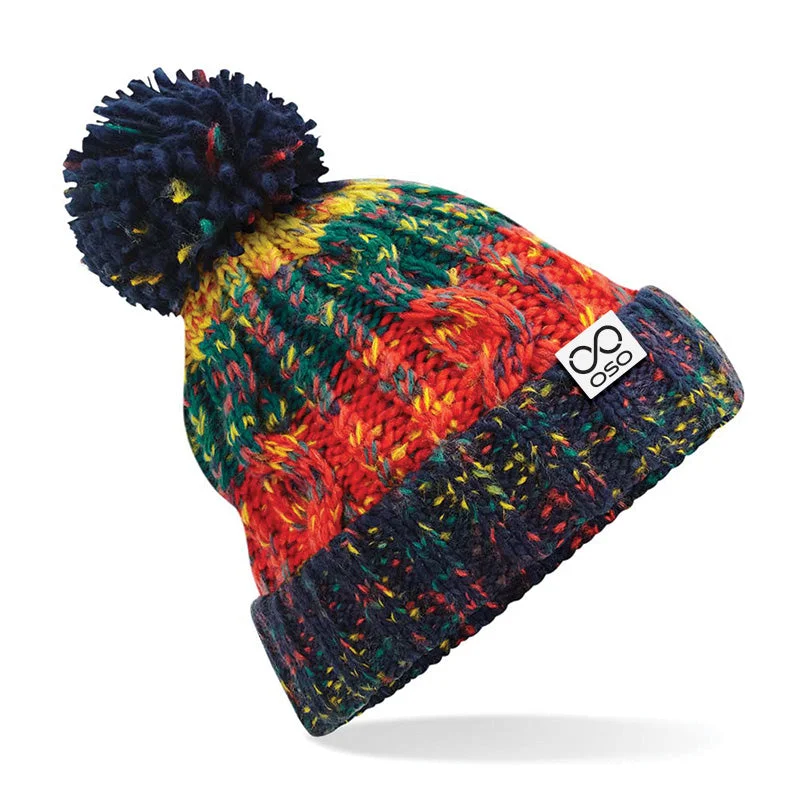 Custom Beanies For Outdoor Wear-OSO Super Warm Bobble Hat - Crackling Campfire