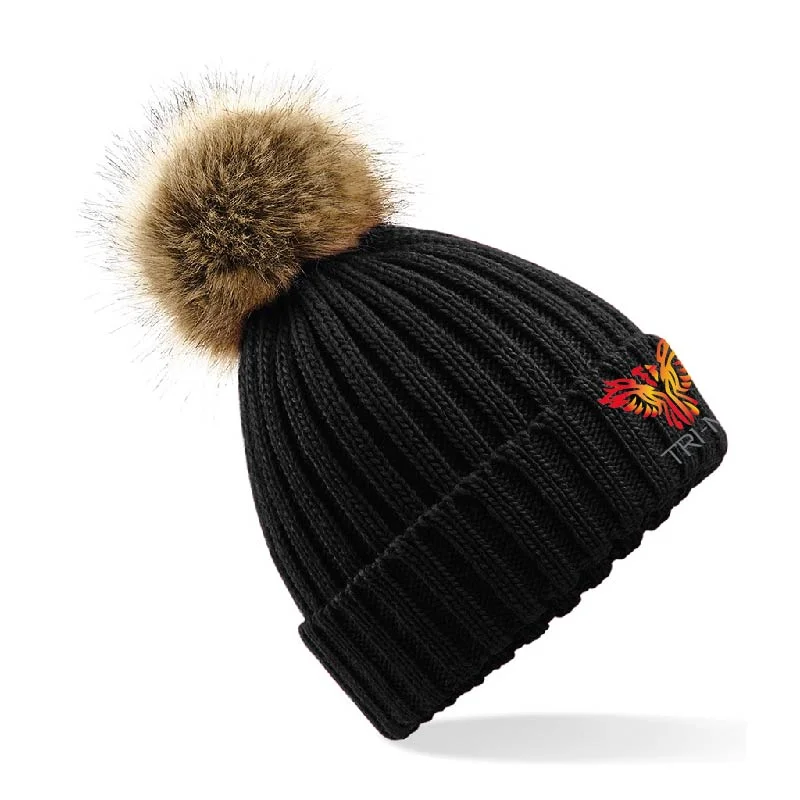 Custom Hats For Music Events-Phoenix Tri-MK Chunky Beanie - Black