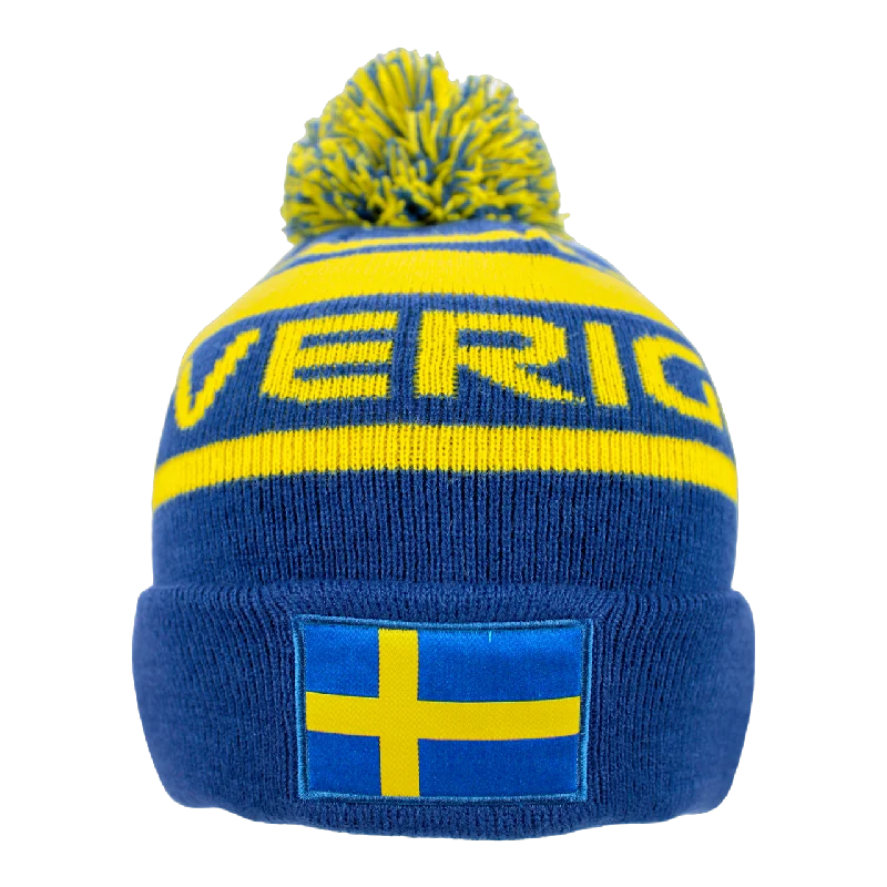 Personalized Hats For Music Festivals-Sweden Women's World Cup Stripe Beanie (9GS105Z125)