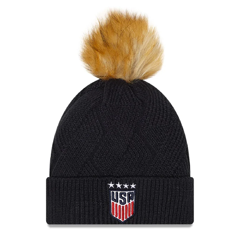 Personalized Hats For Group Travel-Women's New Era USWNT Snowy Knit