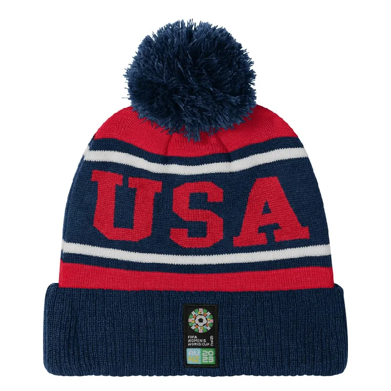 Custom Trucker Hats For Casual Wear-USA Cuffed Pom Beanie (7KIMO7A48-USA)