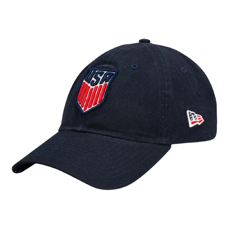 Personalized Hats For All Seasons-Men's New Era MNT 9Twenty Core Flag Brim Navy Hat